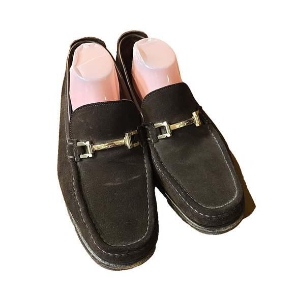 Salvatore Ferragamo Pasquale Men’s Horsebit Moccasin Loafer Brown Suede 9EE $680
